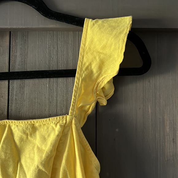 Yellow open back linen dress - Picture 3 of 5
